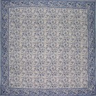 Block Print Rajasthan Vine Square Cotton Tablecloth 60  X 60  Blue