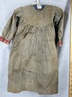 Antique Child Dress Cotton White Gray Check Button Back 19th C Original 