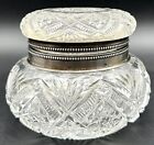 Antique Gorham Sterling Silver Cut Crystal Dresser Jar Box Hinged Lid S2118