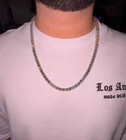 12ct Round Cut Lab Created Diamond Men s Tennis Necklace 14k White Gold Finish