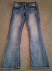 Rock Revival Easy Boot Sz 27 Yui Rhinestone Jeans Bling Fleur De Lis Embroidered