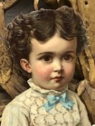 Victorian Die Cut Of Young Child Holding A Floral Arrangement Large Scrap - L7