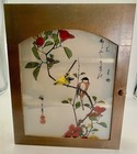 Stained Glass Birds In Flowering Tree Japan Vintage Cabinet Very Rare