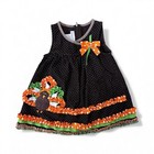 Vtg Bonnie Baby Girl s 18m Thanksgiving Turkey Applique Polka Dot Corduroy Dress