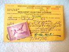 Wisconsin Vintage Hunting   Trapping License 1937 - 1938   Migratory Bird Stamp 