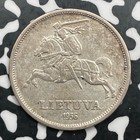 1936 Lithuania 5 Litai Lot f7860 Silver 