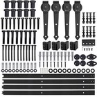 12 Ft Double Door Sliding Barn Door Hardware Track Kit Heavy Duty Smoothly Black