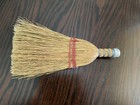 Woven Whisk Broom Hand Brush Hungary Made Metal Hanger 11  Pink Thread Vintage 
