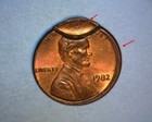 1982 Lincoln Cent  Misaligned Die With Indent       nicely Toned       Us Error Coin