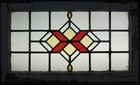 Geometrical Midsize Old English Leaded Stained Glass Window 27 5  X 16 25 