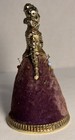 Gold Tone Metal   Purple Velvet Queen Elizabeth I Pin Cushion Tudor Lady Usa Vtg