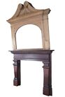 Monumental Antique English Georgian Oak Carved Fireplace Mantel Overmantel 112 