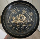 Stunning Ooak Large Vintage Wall Hanging Scenic Art Bowl Horses In Desert Night