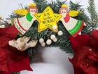 New Christmas Door Wreath Made Of Vintage Ornaments 20  1970 Flocked Bells