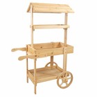 Flower Cart Display Stand With Wheels  Fir Wood  49    H  Natural By Sunnydaze