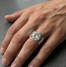 Certified 7 30 Ct   Round   Gorgeous White Diamond Men s Ring-925 Silver