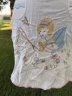 Vintage Full Apron Embroidered Fairy Design Pink Outline 