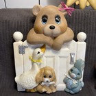 3 Vintage Mcm Nursery 3d Ceramic Wall Hangings Bear Sunshine Bunny Puppy Goose