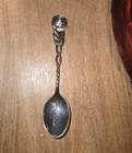Vintage 800 Silver Rose Demitasse Spoon 4    Ornate Floral Flower Twisted Handle