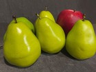 Lot Of 6   Artificial Pear  Apple  Realistic Faux Fake Fruit Decor 3   