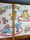 Nursery Circus Themed Rug India Handwoven Clowns Animals Colorful 21x34 Cotton