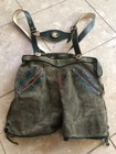 Vtg Child s Leather Lederhosen Shorts W suspender Straps  24  Waist