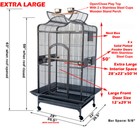 63  X-large Dome Top Parrot Cage For Conure Grey Parrots Cockatiels Green Cheek