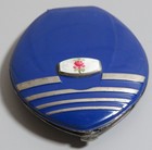 Vintage American Elgin Guilloche Cobalt Blue Tear Drop Compact Art Deco C1930 s