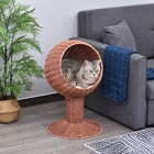 Elevated Cat Bed  Natural Mat Grass Woven Kitty House  Brown
