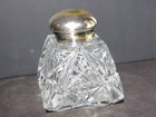 Cut Glass Crystal Inkwell With Wmf Silverplate Top