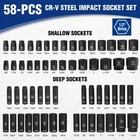 Workpro 65pc 1 2  Black Pneumatic Impact Sleeve Set With Blue Plastic Box Repair