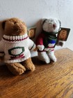 2 Vintage Russ Berrie Bears bears From The Past  Gray brown Christmas 7 