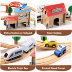 Electric Wooden Train Track Set Toy For Toddlers   Kids