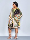 Army Green Plus Size Off Shoulder Midi Dress With Geometric Print