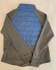 Lucy Jacket Size Xl Full Zip Puffer Stretch Gray Blue Thumbholes Insulated Euc