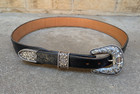 Rare Chet Vogt Signed 3 Pc 1  Buckle Set Sterling 14k M l  Leddy Belt 35 5f Euc