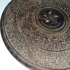 Antique Indian Hot Plate Trivet Hand Carved Sheesham Brass Inlay 15   