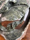 Hand Carved Rock Elephant Sculpture Mother Child Baby Green Black Stone Enclosed