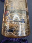 Antique Japanese Gold Maki-e Inro Crane Plum Duck Motif Lacquer Meiji