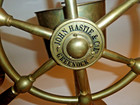 22    John Hastie   Co Brass Ships Helm Wheel W Pedestal Rudder Indicator