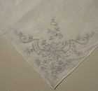 2 Vintage Appenzell Embroidered White Floral Handkerchiefs Wedding Bridal Linen