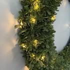 Pre-lit Christmas Wreath Front Door Faux Boxwood Large Lighted Led Green Round