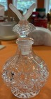 Vintage 6  Large Clear Cologne  Perfume Bottle W  Satin Glass Butterfly Stopper