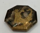 Art Deco Hexagon Powder Compact With Dragon Depicted On Top Puff Included Vintag