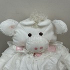 Vintage Fisher Price Puffalumps White Cow Pink Hearts Lace Dress 1986 Puffalump