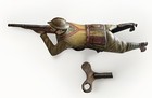Vintage Marx Mar Toys Tin Litho Wind Up Crawling Soldier Rifle Working W key Usa