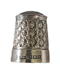James Swann   Son Sterling Silver Thimble Agate Stone Top 1959 Daisy Design Sz7