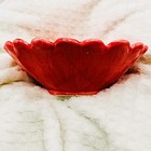 Red Flower   shaped Ceramic Dish     Scalloped Petal Design     Small Decorative Bowl