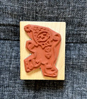 Azadi Earles Rubber Stamp Wood Mount F489 Ice Skating Child Winter Holiday Vtg