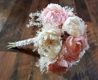 Blush Pink Peony White Bridal Bouquet Sola Wood Bark Wedding Flowers Bridesmaid